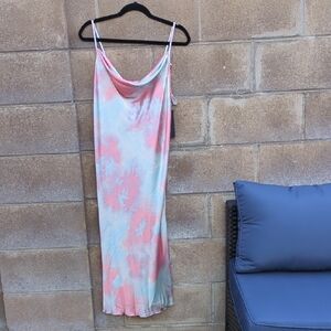 bebe Tie-Dye Midi Dress in Pink and Blue